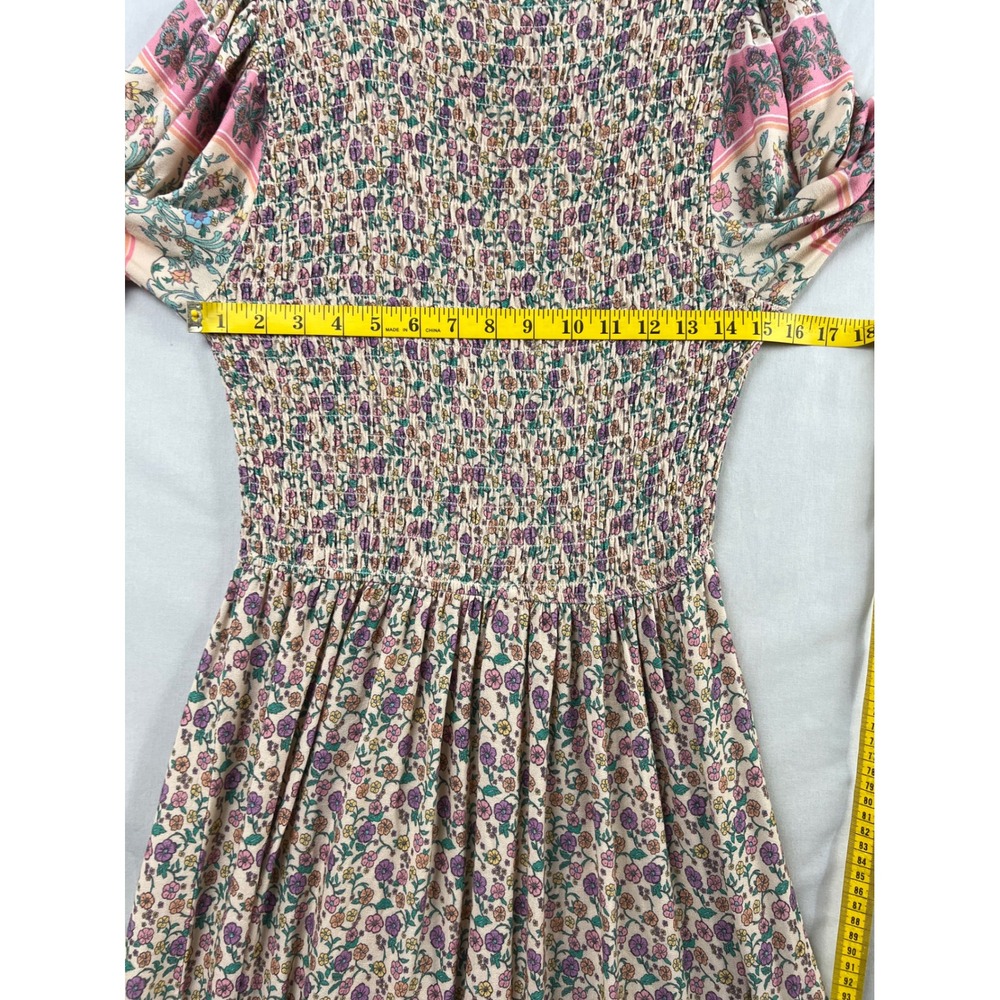 Penelope Rose Floral Maxi Dress Womens Medium Pink Smocked Tiered Cottagecore - Picture 6 of 10